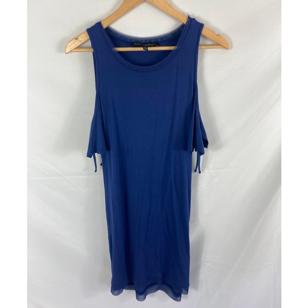 WHBM Tie Sleeve Cold Shoulder Blue Dress Size XS